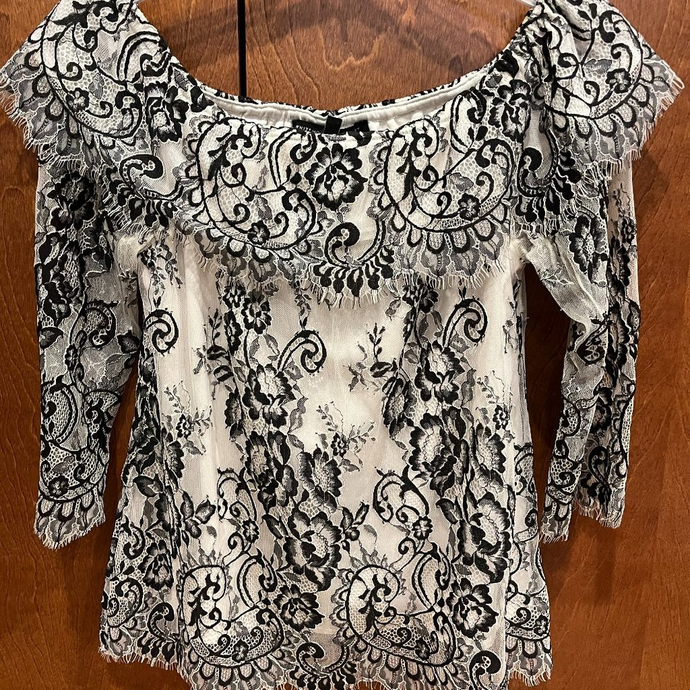 Scalloped off the shoulder blouse- White House Black Market